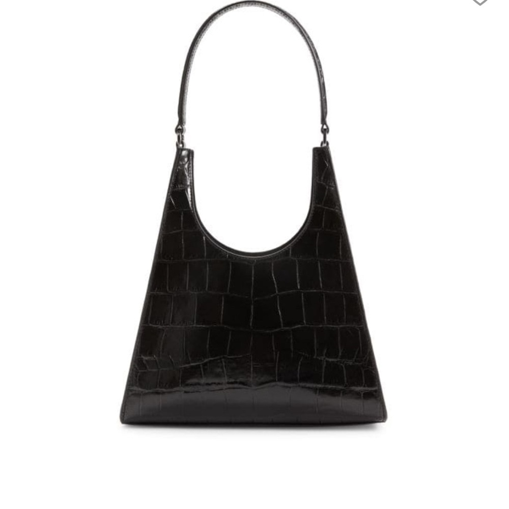 Elegant Black Croc-Embossed Shoulder Bag